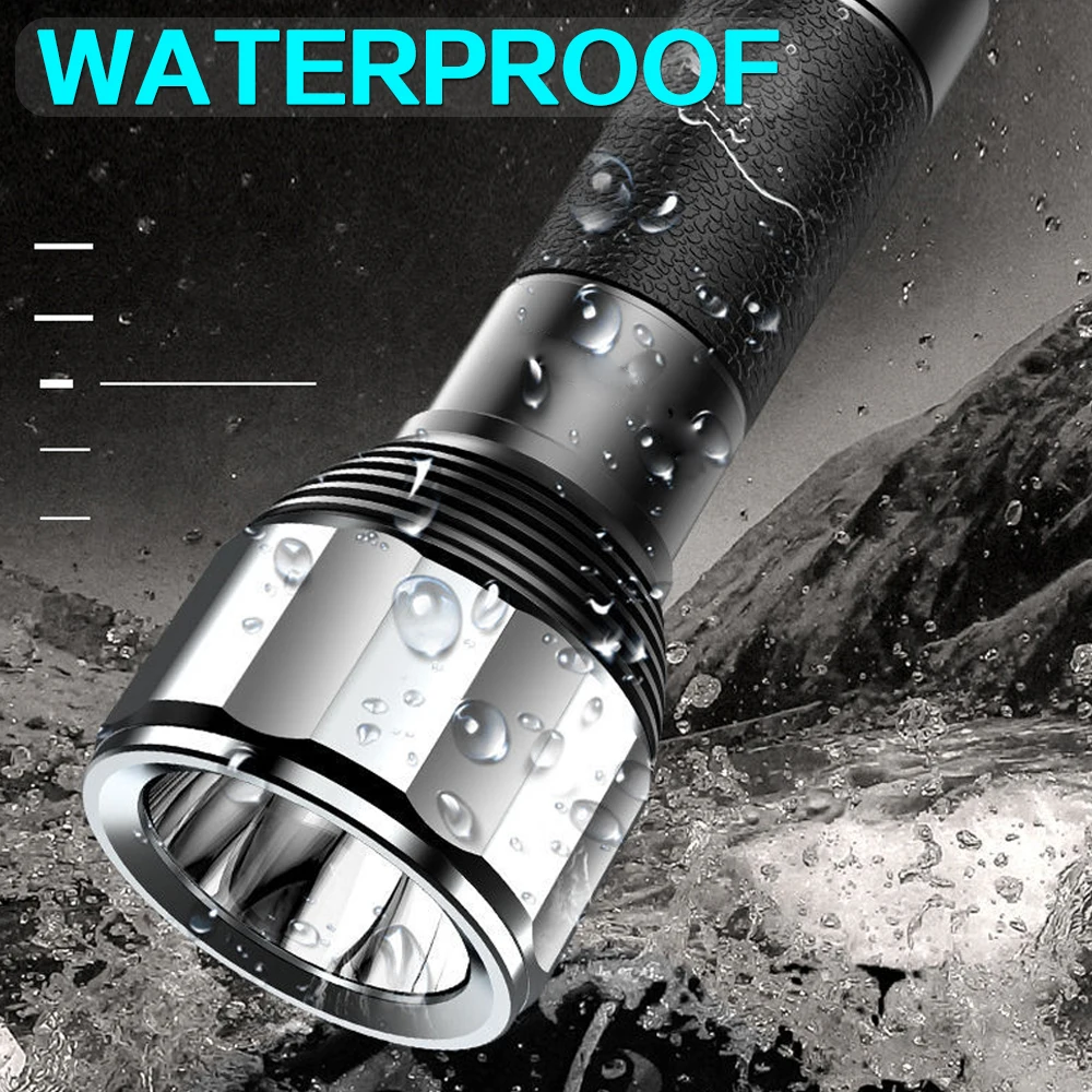 

Powerful LED Flashlight Power Bank Function Waterproof Flashlight With USB Rechargeable Night work Torch With Built-in Battery