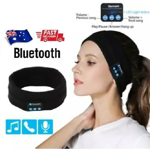 

Wireless Black Bluetooth Stereo Eye Mask Headphones Earphone Sleep Music Mask