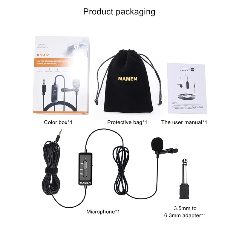 2019 MAMEN 3.5mm Audio Video Recording Lapel Microphone with Clip for iPhone Android Mac Vlog DSLR Camcorde | Электроника