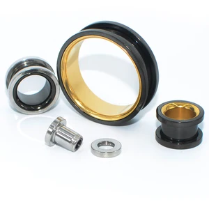 2 шт., двухцветные расширители ушей из хирургической стали, с заглушками, для растяжки пирсинга