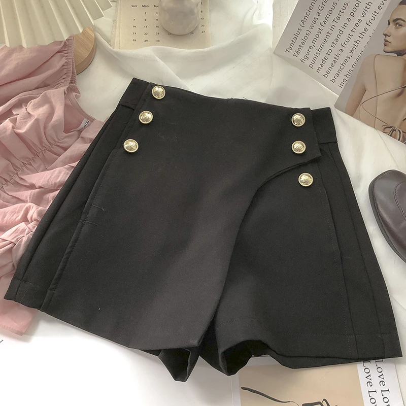 

Double-breasted A-line wide-leg pants on both sides women's spring and summer Korean style all-match thin suit shorts