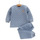 Зимний костюм для мальчиков и девочек Новинка 2021 года, Осеннее повседневное плотное хлопковое термобелье Детские пижамные комплекты из 2 предметов детская одежда, От 1 до 5 лет