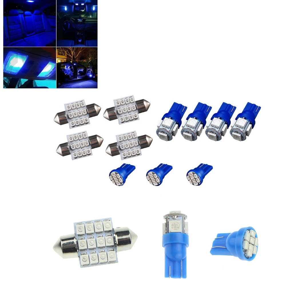 

11pcs Blue LED Lighting License Plate Bulb Interior Car Small Light Package Set For Chevy Suburban 2000-2006 Number-plate Lamp