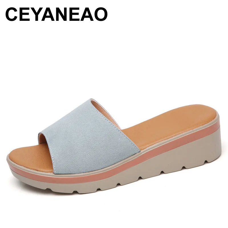

Женские летние шлепанцы CEYANEAO, сандалии с открытым носком, сандалии на платформе, женские сандалии, женская пляжная обувь, E021