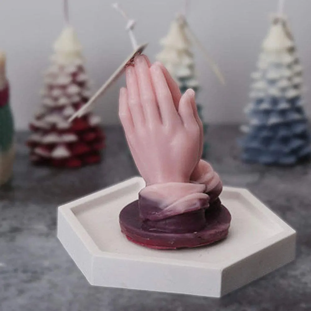 

Praying Hand Silicone Mold DIY Plaster Silicone Mould For Car Decoration Silicone Candle Molds Bee wax candle DIY 3D Mold