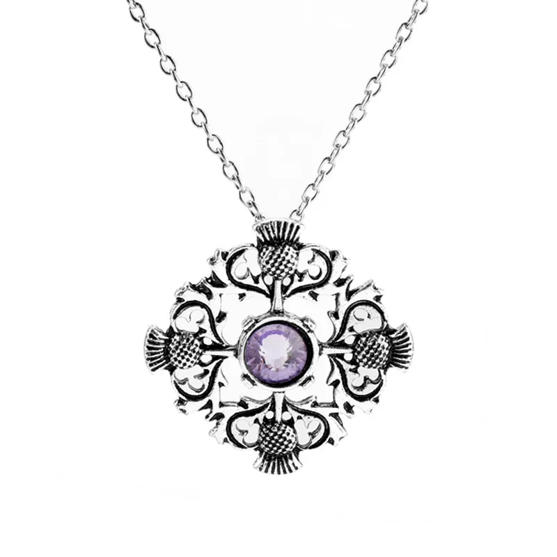 

Scottish Thistle Necklace Medal Whimsy Scotland Flower Lover Pendant Dropship