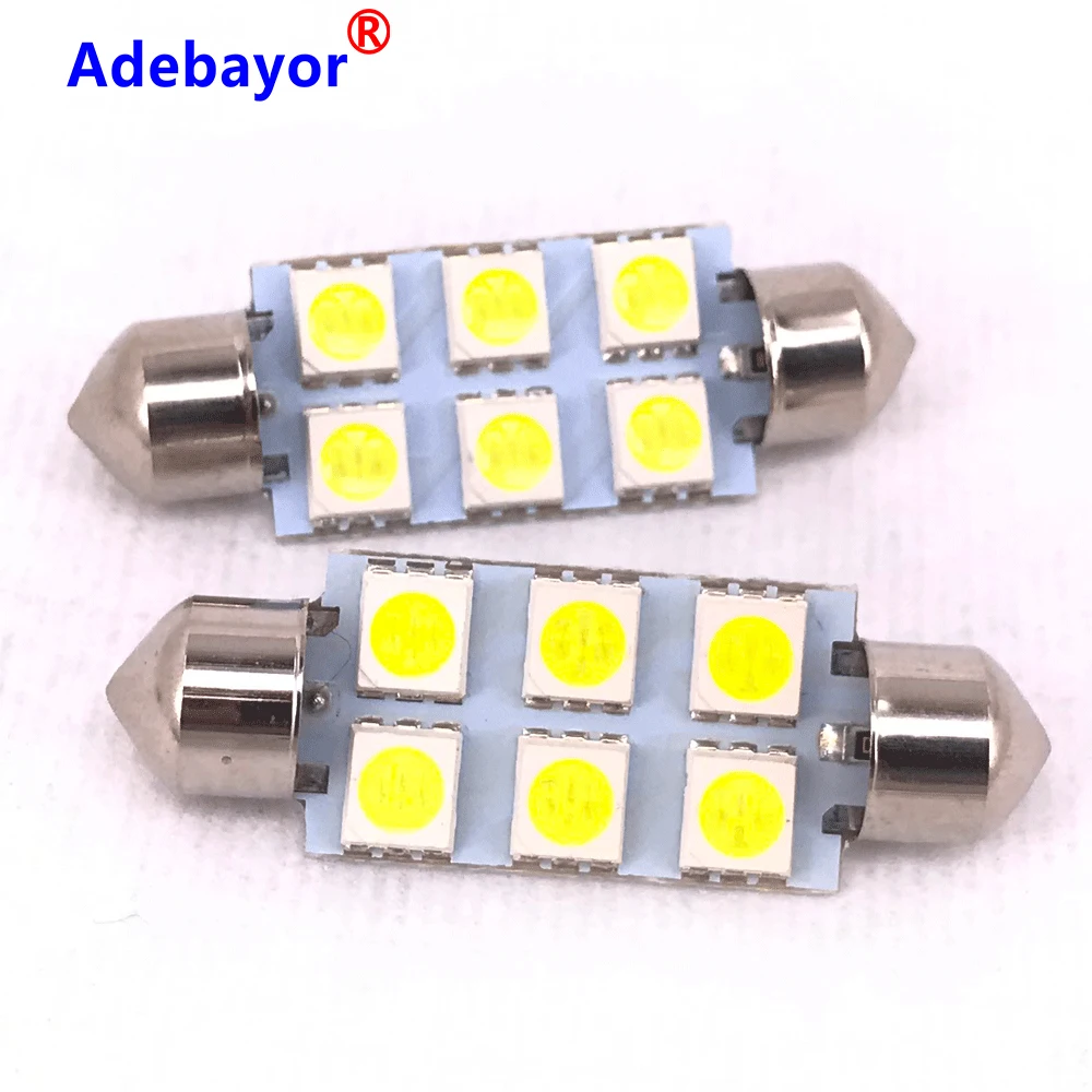 500 шт. автомобильные светодиодсветодиодный лампы для чтения 36 мм 39 41 5050 6 SMD 12 В C5W