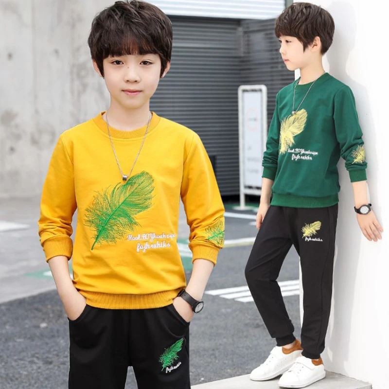 

Kids Boys Casual Clothing Set Two Pieces Hoodies + Pants Sports Tracksuit 2021 New Spring Long Sleeve Tops Boy's Clothes Suits