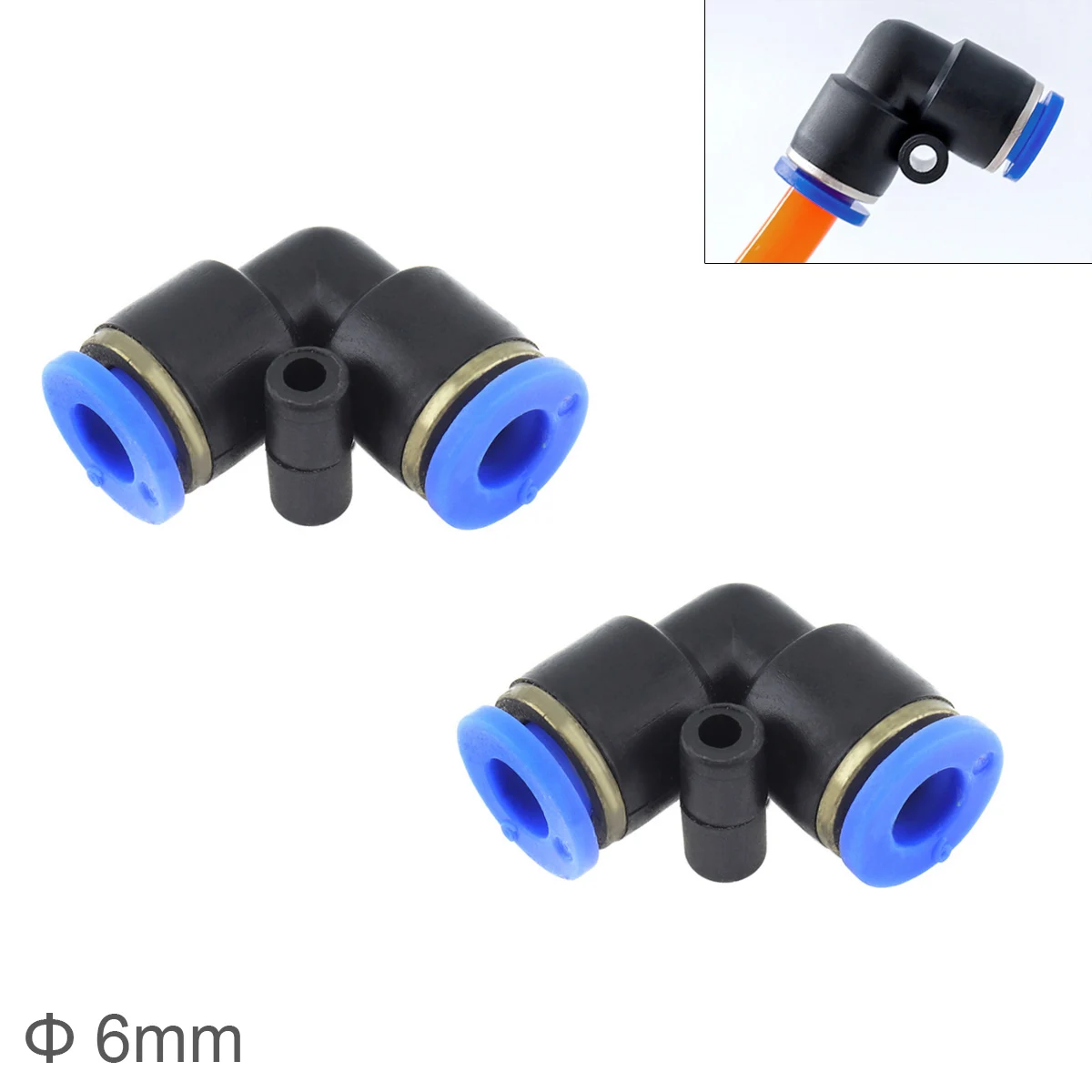 2 шт 6 мм l образный локоть пластиковый двухсторонний Пневматический быстрый