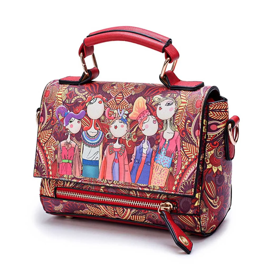

2017 New Forest Cartoon Printing Women Handbags Shoulder Bag Fashion Cartoon Wings Bag Handbags New