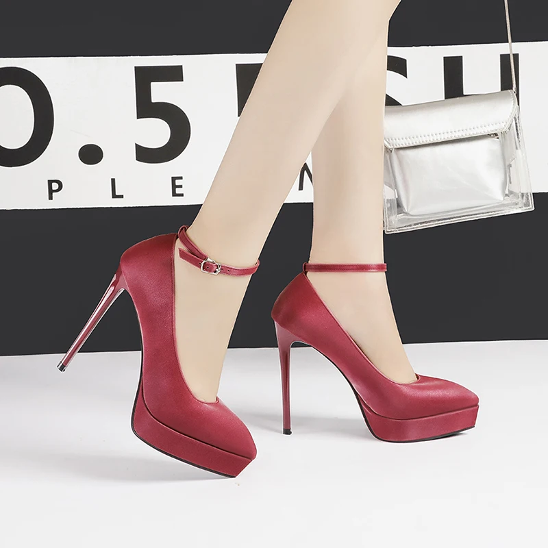 Tacones altos mujer женские пикантные туфли на платформе и каблуке красные туфли-лодочки