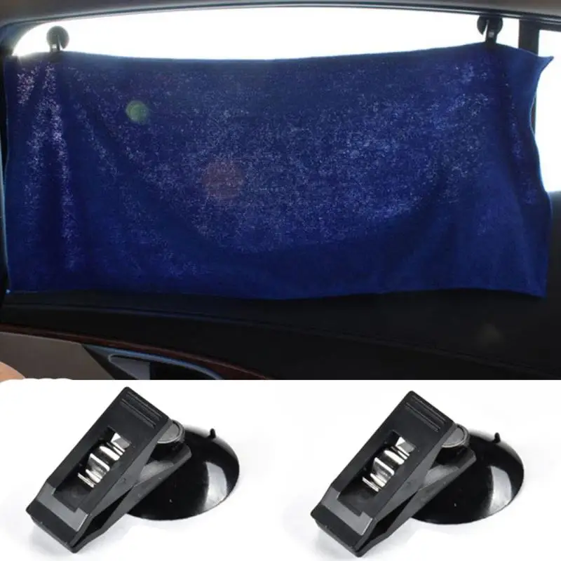 

2 Pcs Car Interior Window Clip Mount Suction Cap Auto Fastener Plastic Sucker Removable Holder Sunshade Curtain Towel Ticket