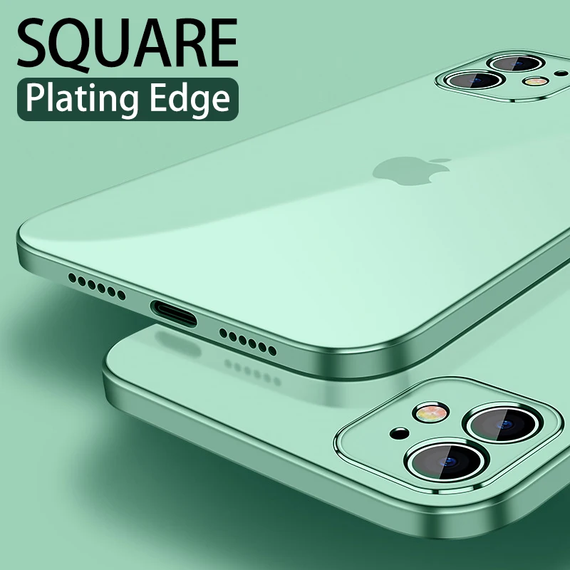 

Luxury Plating Square frame Transparent Case on For iPhone 11 Pro Max 12 x xr xs max se 2020 7 8 Plus Cases Soft tpu Clear Cover