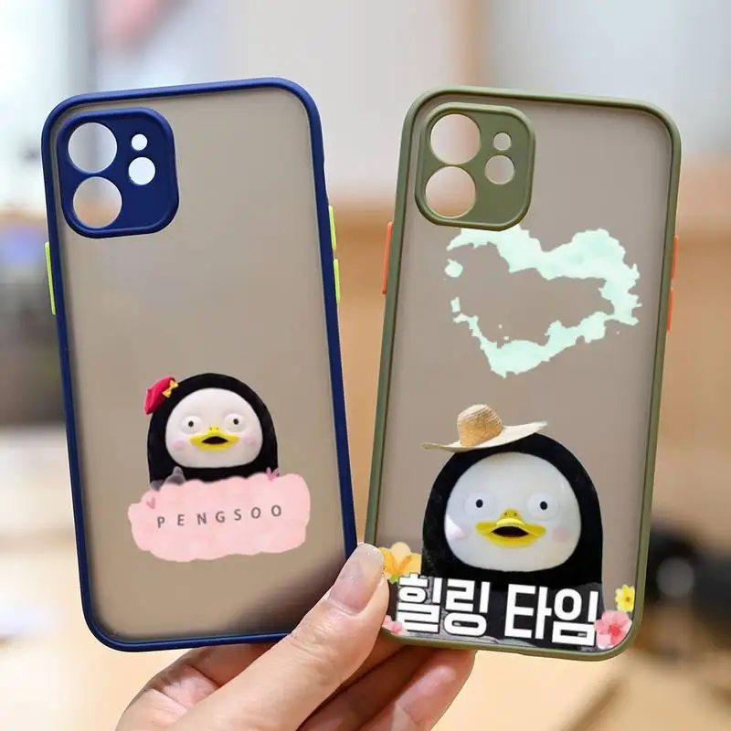 

Cartoon cute Penguin Pengsoo Phone Case matte transparent For iphone 7 8 11 12 13 plus mini x xs xr pro max cover