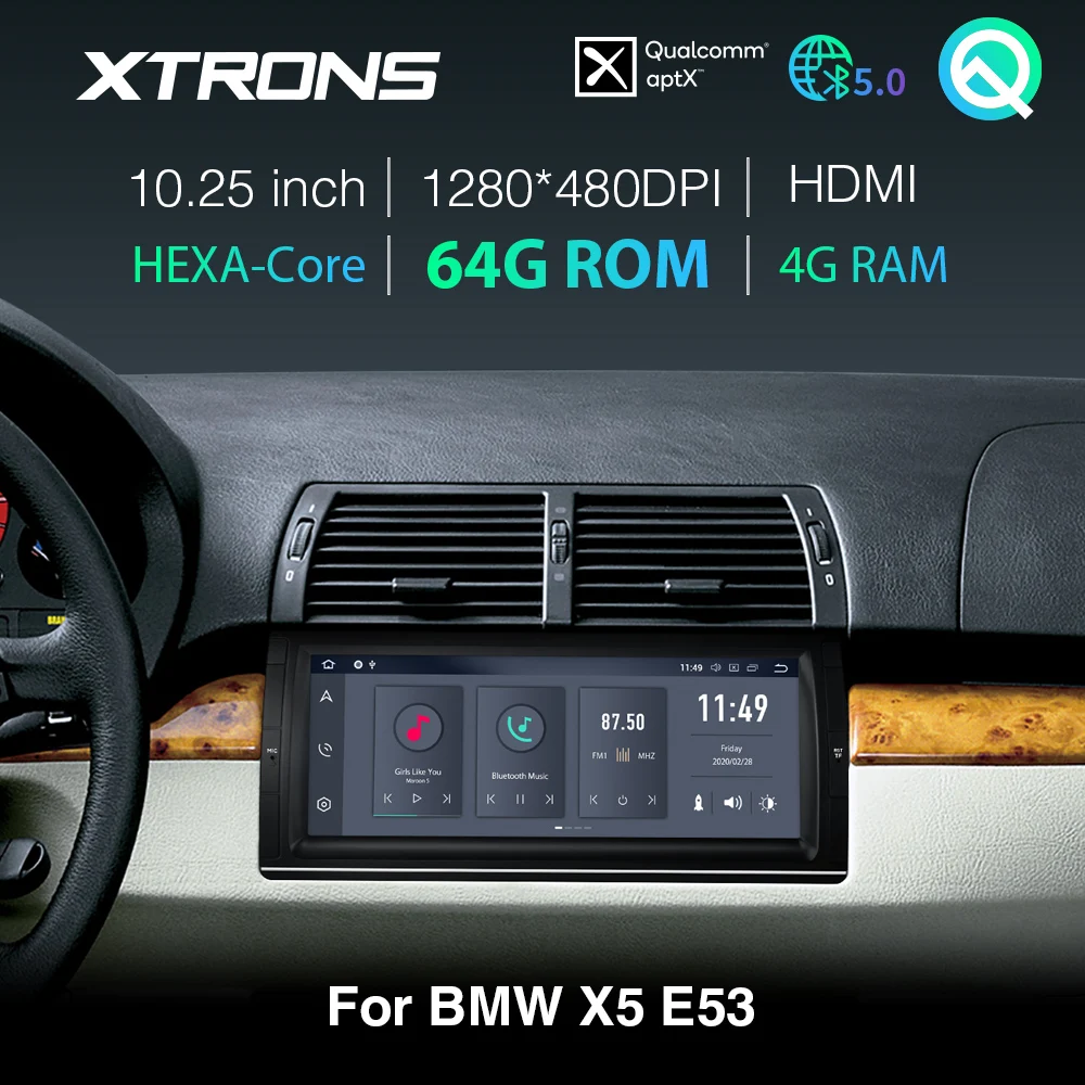 XTRONS Qualcomm Bluetooth 5 0 AptX 10 25 ''IPS Android PX6 автомобильный стерео плеер GPS для BMW X5 E53 1999-