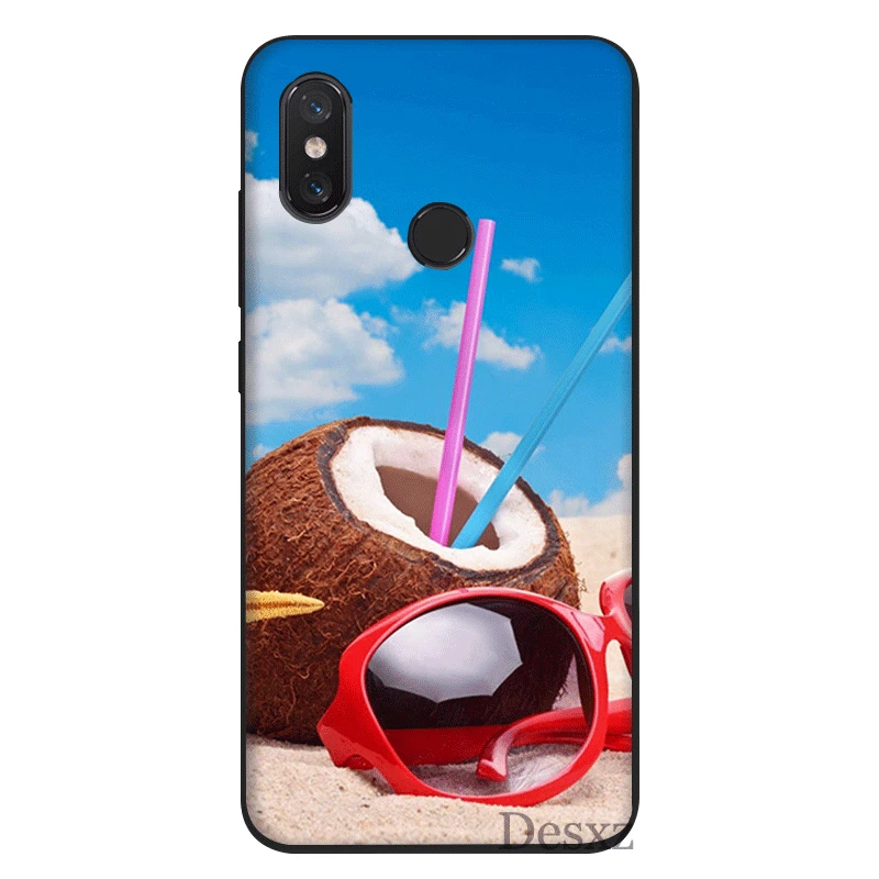 Mobile Phone Case Tpu For Xiaomi Redmi Note 4 4X 5 6 7 Pro 5A Cover Fruit Coconut On The Beach Printing Drawing Shell | Мобильные