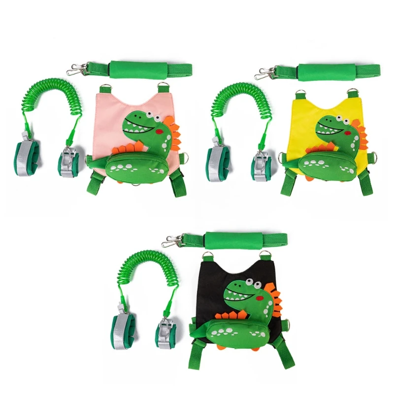

Portable 3 Pcs/Set Cute Dinosaur Children Toddler Baby Reins Walking Harness Backpack 4 in 1 with Safety Reins for Kids