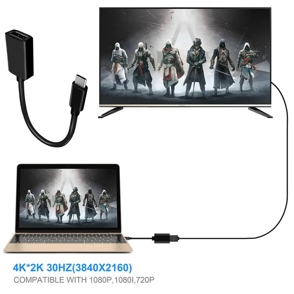 Wiistar USB Type-C к DP/DisplayPort адаптер для S8 поддержка до 4K 30Hz разрешение видео выход [Thunderbolt