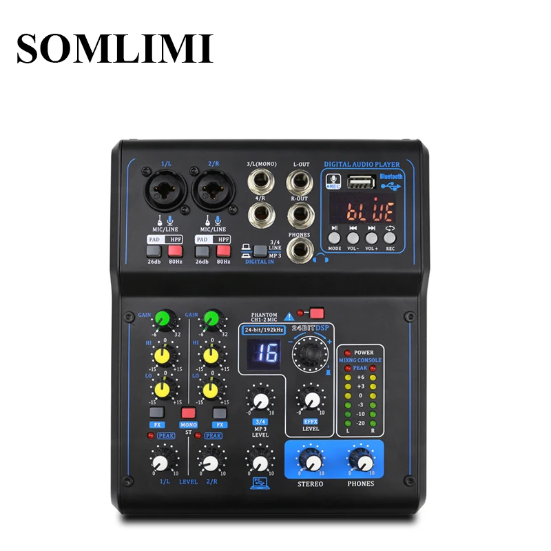 Новый! Профессиональный мини Караоке микрофон миксер 6 каналов 8 USB звуковая карта