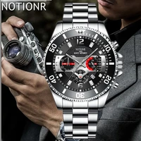 mens watch business luxury stainless steel quartz wrist watch man leather water proof calendar luminous clock relogio masculino