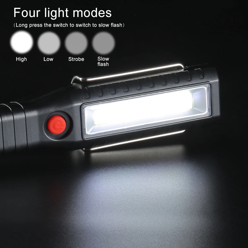 4 Modes LED Work light Rechargeable Cob Super Bright Flashlight Torch Portable Inspection Magnet Lamp For Car Repair Home | Лампы и
