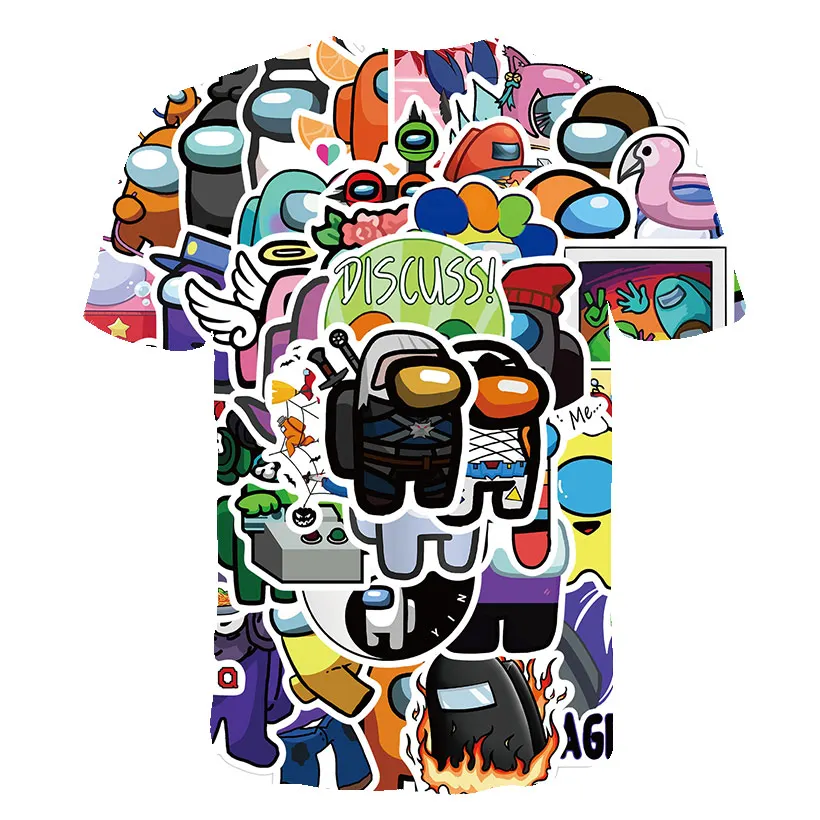 

2020 New Among Us game T Shirt Kids Cartoon Space Werewolf Killing Brawl Space kill t-shirt Funny for Girls Child Children Tops