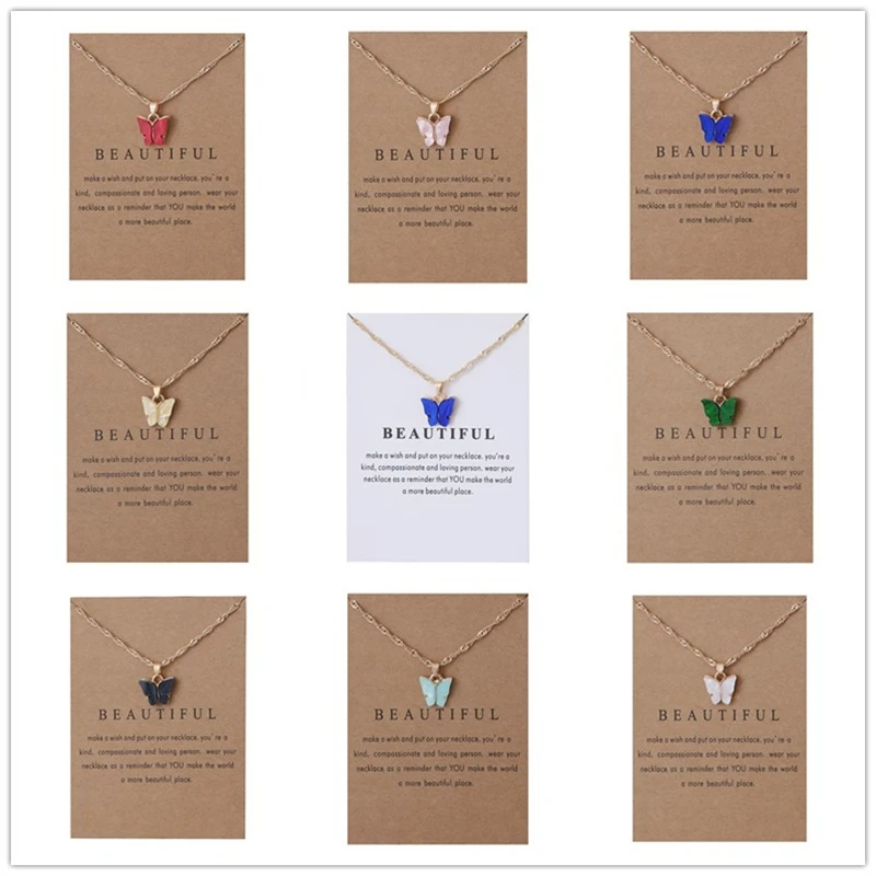 

2021 New Korean Style Super Fairy Girl Butterfly Pendant Necklace Female Clavicle Chain Popular Necklace Ladies Gift