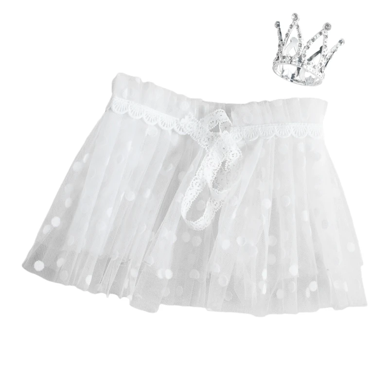 

2 Pcs Newborn Photography Props Short Skirts+Headwear Crown Set Baby Infants Photo Shooting Clothing Headdress Kit