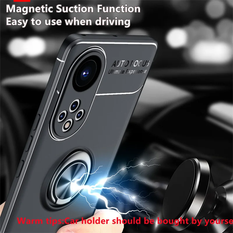 For Cover Huawei Honor 50 Pro Case For Honor 50 Pro Capas Back TPU Soft Ring Magnetic Holder For Cover Honor 50 Pro Fundas 6.72