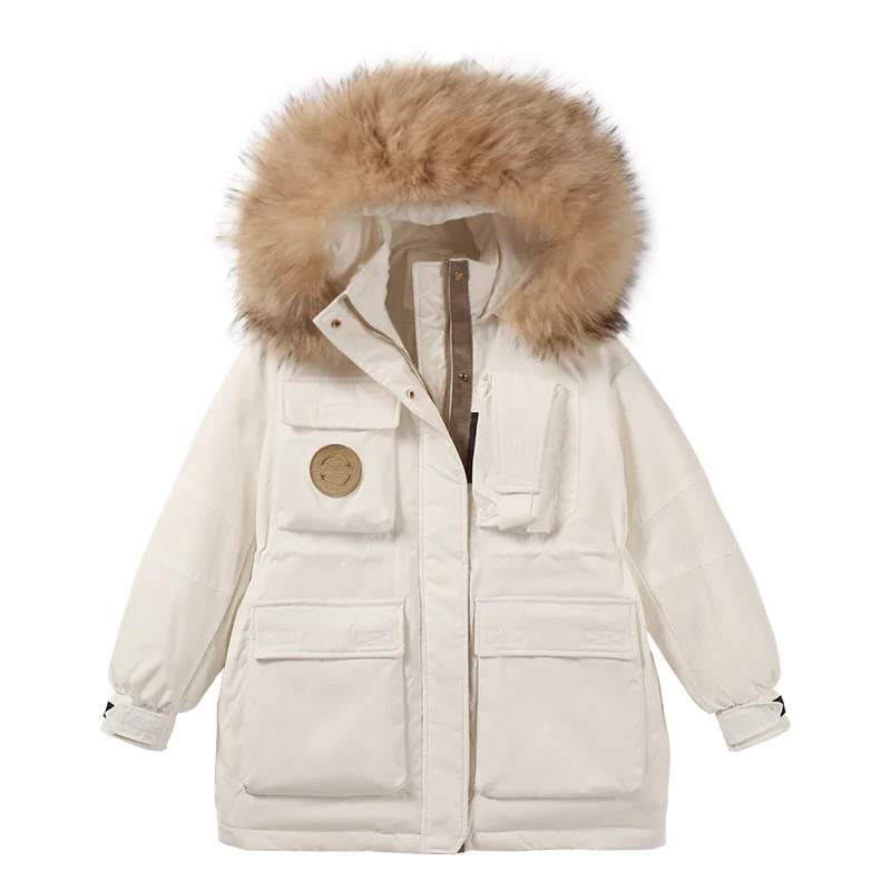 

New Winter Women Fashion Thicken Puffer Loose Jacket Hooded Korean 90% White Duck Down Coat 2021 Oversize Warm Parkas Casual