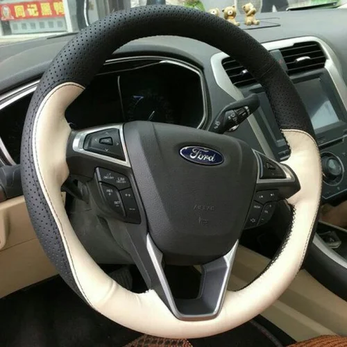 

For Ford Mondeo edge kuga Escort DIY hand-stitched leather suede car steering wheel cover