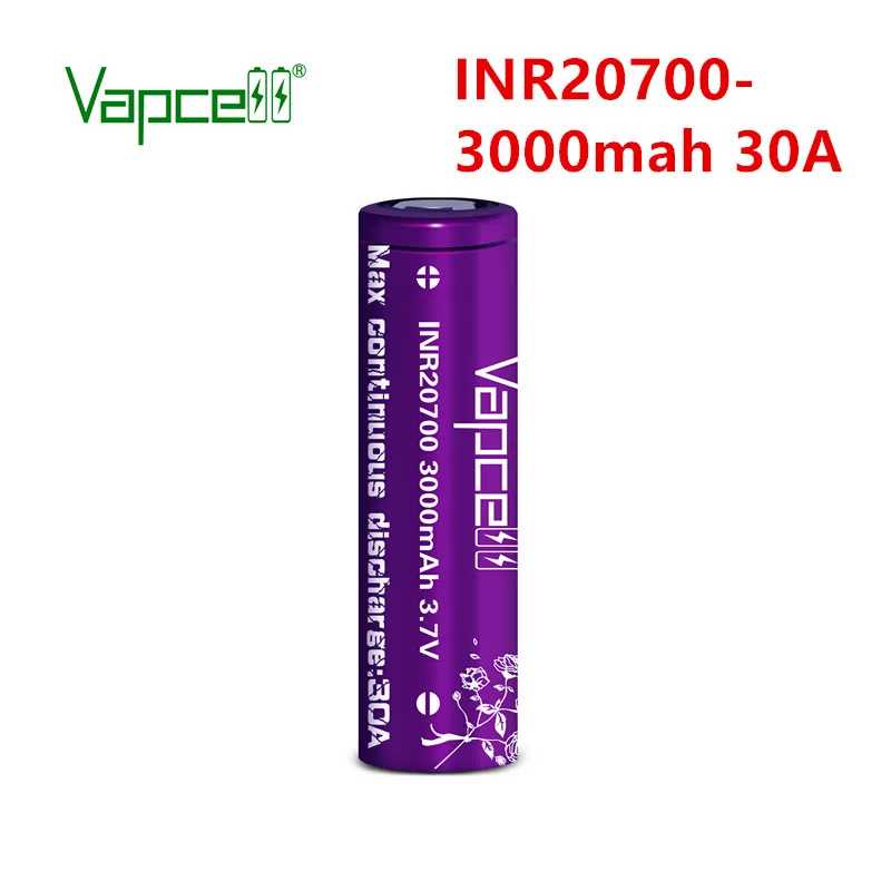 Оригинальный литий-ионный аккумулятор Vapcell INR 20700 3000 мАч 30 А 3 7 в перезаряжаемые