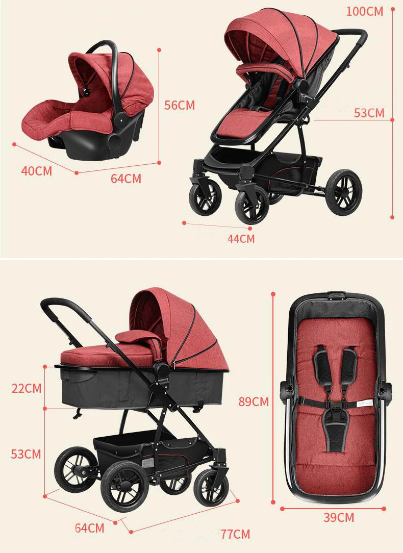 Детская коляска 3 в 1 детская детские коляски для новорожденных плотная тканевая