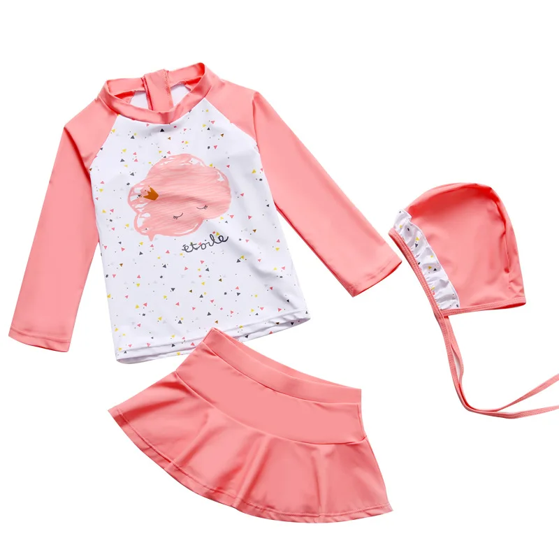 

Kids Bathing Suits UV Protection Swimsuit for Girls Pink Long Sleeve Swimwear Children Swimming Suit Child Beach Pool Clothes