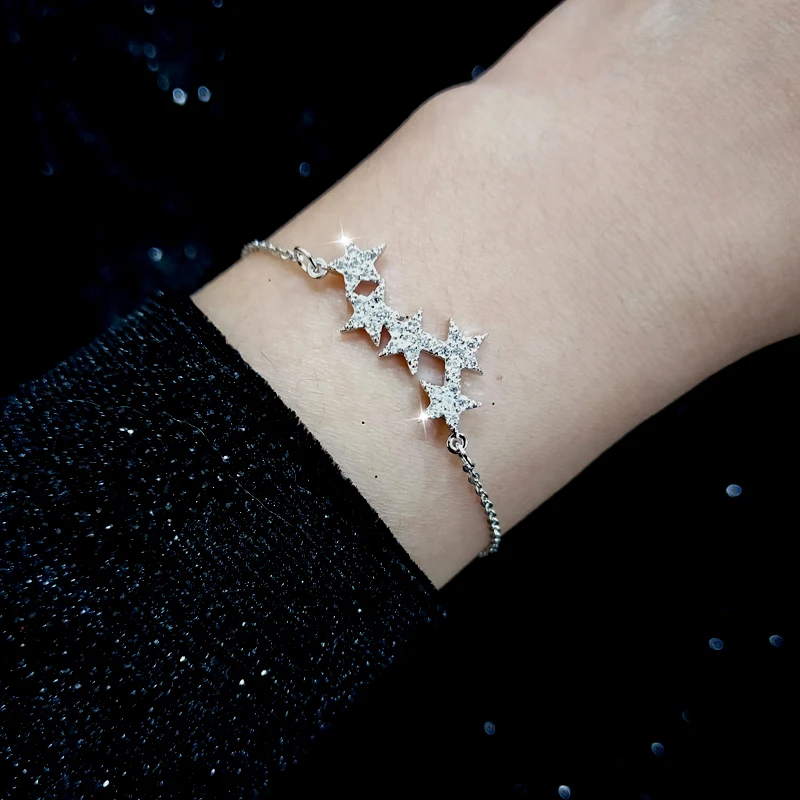 Женский браслет с кристаллами и звездами SINLEERY очаровательный микрозакрепкой