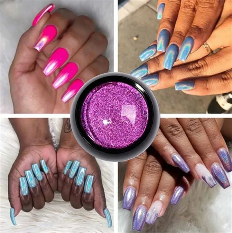 Блестящая пудра для ногтей Единорог голографическая Лазерная блестящая