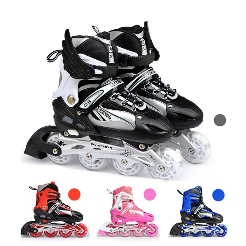 Shoes For Kids Boy Girl Pu Flashing 4 Wheels Roller Skates C