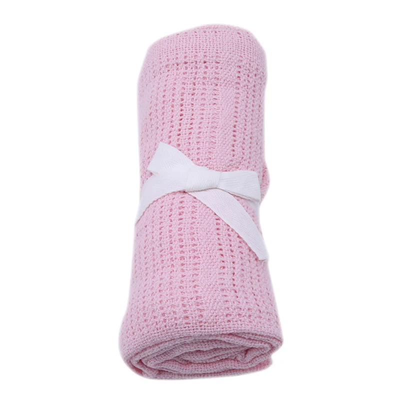 

Newborn Baby Super Soft Cotton Crochet Blankets Baby Crib Casual Sleeping Bed Supplies Hole Wrap Toddler Candy Color Photo Prop