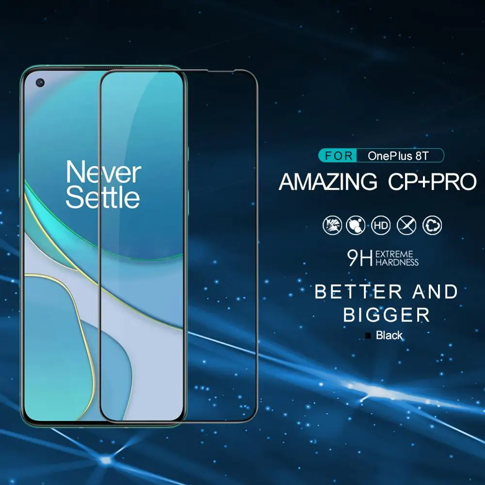 

For OnePlus 8T CP+ PRO Full Cover Tempered Glass 9H 2.5D Curved Screen Protector NILLKIN Amazing Nanometer film For One Plus 8T