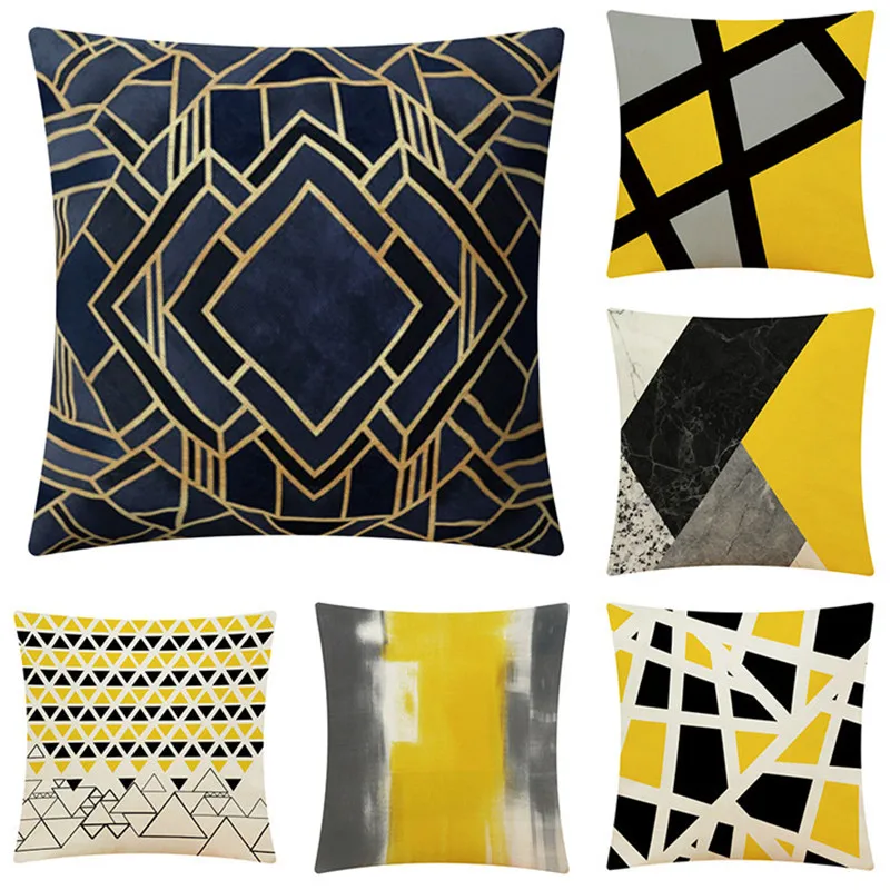 

Популярные европейские искусственные желтые волнистые телефонные чехлы из хлопка для спальни, дивана, декоративные наволочки 45*45 см