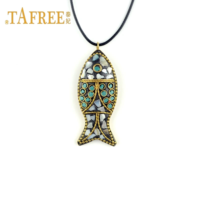 TAFREE этнический стиль ожерелье непальская Рыба ручной работы кулон цепочка на