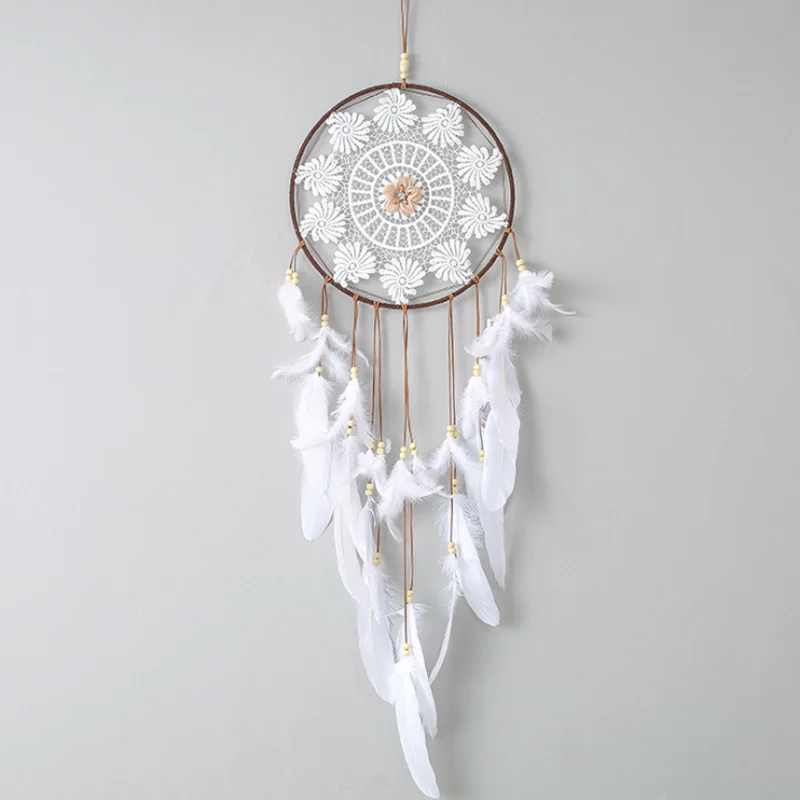 Indian Dreamcatcher hanging ornaments large wedding white feather pendant dream net wind chime creative wall XR165 | Дом и сад