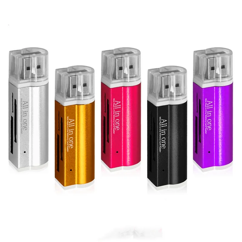 

Aluminum Alloy Lighter 4-in-1 Card Reader High Speed USB2.0 TF SD Camera Card Reader
