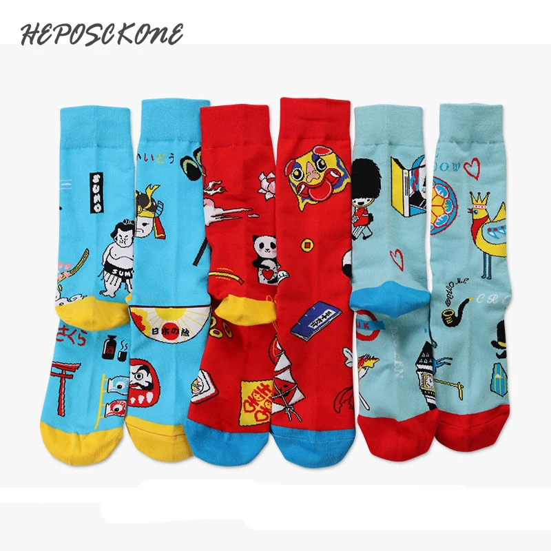 Качественные повседневные Красочные Необычные носки с героями мультфильмов для