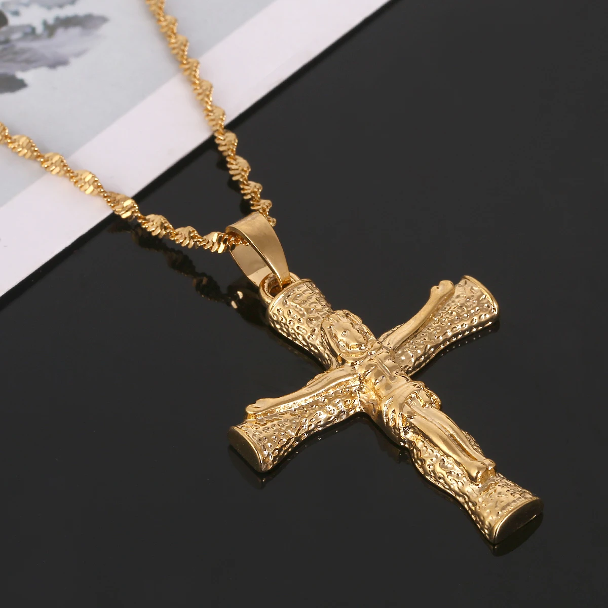

Crucifixion of Jesus Cross Crucifix Pendant Necklace Women God Bless Jewelry