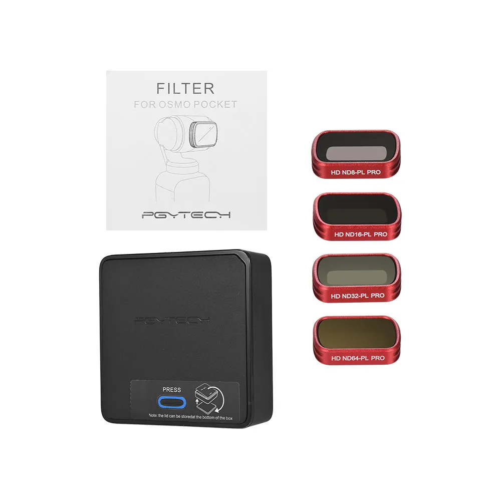 

PGYTECH 4PCS ND/PL Mixed Lens Filters Accessory Kit w/ Storage Case Magnetic for DJI Osmo Pocket Gimbal Camera Shooting