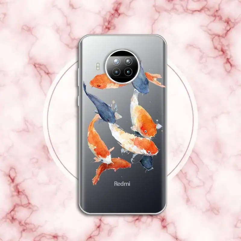 

Koi lucky fish animal high quality Phone Case shell Transparent for Xiaomi Redmi note 10 t 8 9 pro lite 11