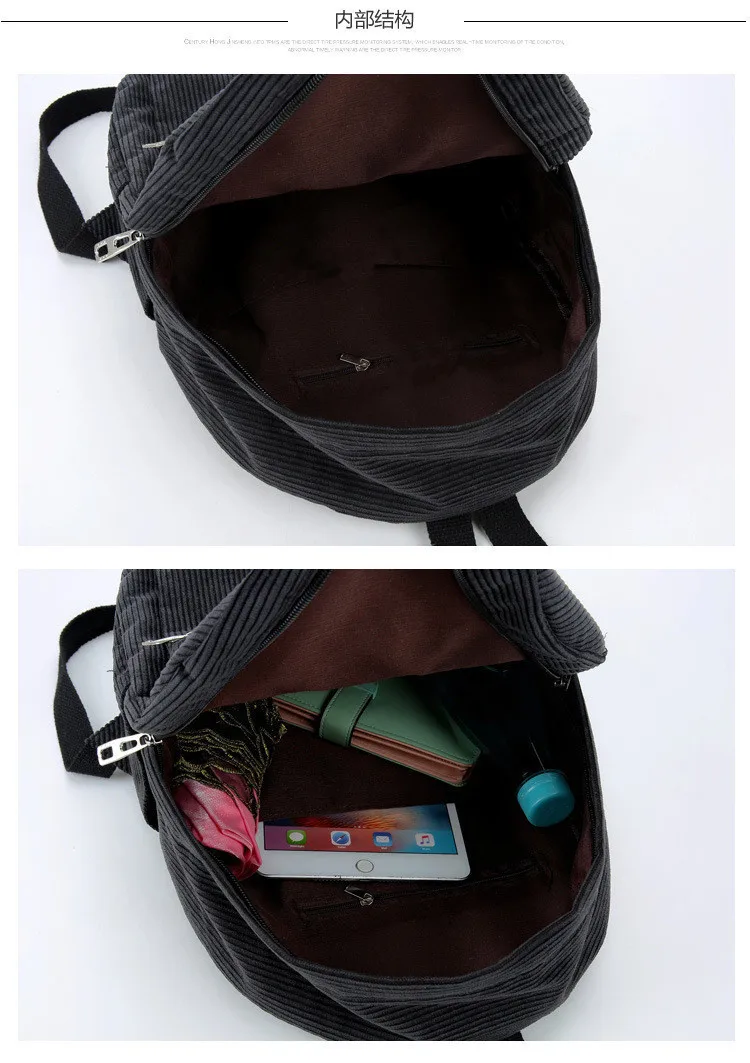 

2019 New Corduroy Women Backpack Pure Color Women Travel Bag Fashion Double Backpack Female Mochila Bagpack Pack Design