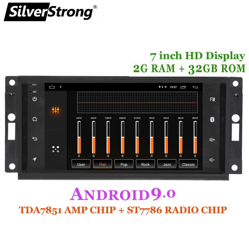 Автомобильная магнитола SilverStrong 2DIN 32G Android 9 0 gps для Jeep Cherokee 2009 2008 2010 Wrangler