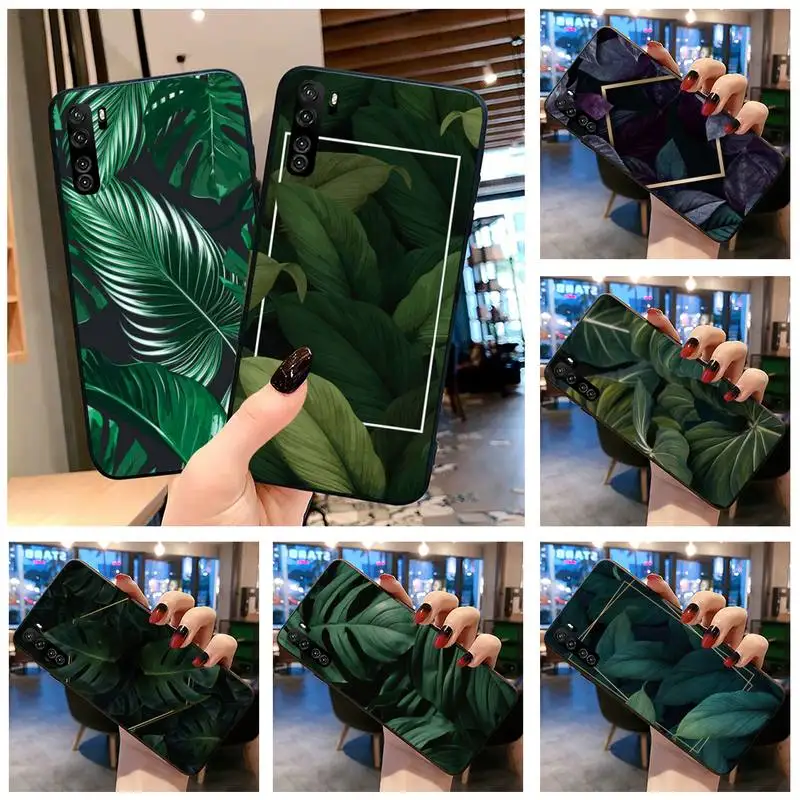 Чехол с зелеными тропическими листьями для телефона Huawei P20 P30 P40 lite E Pro Mate 40 30 20 P Smart